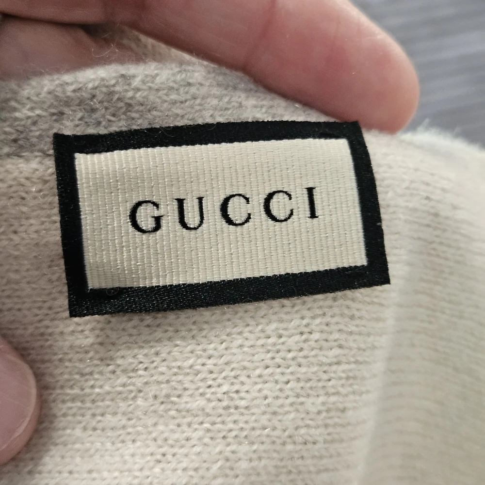 EUC Gucci Cashmere Gray and Cream Scarf - Picture 7 of 11